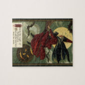 Vintages Halloween-Riding-Broomstick mit Katze Puzzle (Horizontal)