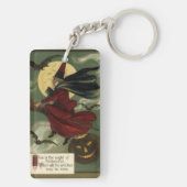 Vintages Halloween-Riding-Broomstick mit Katze Schlüsselanhänger (Rückseite)