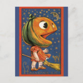 Vintages Halloween, Riesenkürbis Postkarte (Vorderseite)