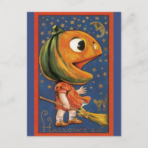 Vintages Halloween, Riesenkürbis Postkarte