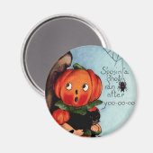 Vintages Halloween Round Magnet (Vorderseite/Rückseite)