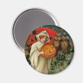 Vintages Halloween Round Magnet (Vorderseite/Rückseite)