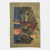 Vintages Halloween, schöne Tanzhexe Geschirrtuch (Vertikal)