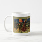 Vintages Halloween, schöne Tanzhexe Kaffeetasse (Links)