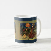 Vintages Halloween, schöne Tanzhexe Kaffeetasse (VorderseiteRechts)