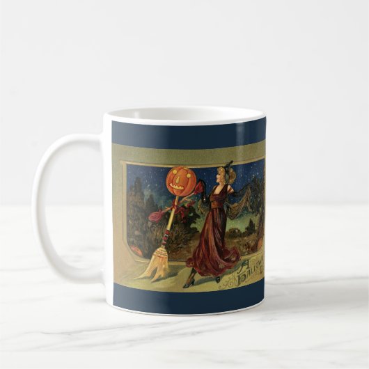 Vintages Halloween, schöne Tanzhexe Kaffeetasse (Links)