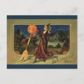 Vintages Halloween, schöne Tanzhexe Postkarte (Vorderseite)