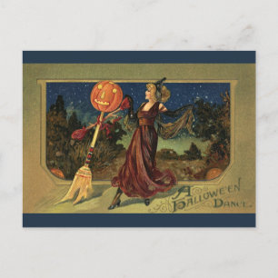 Vintages Halloween, schöne Tanzhexe Postkarte