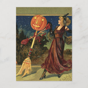 Vintages Halloween, schöne Tanzhexe Postkarte