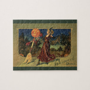 Vintages Halloween, schöne Tanzhexe Puzzle