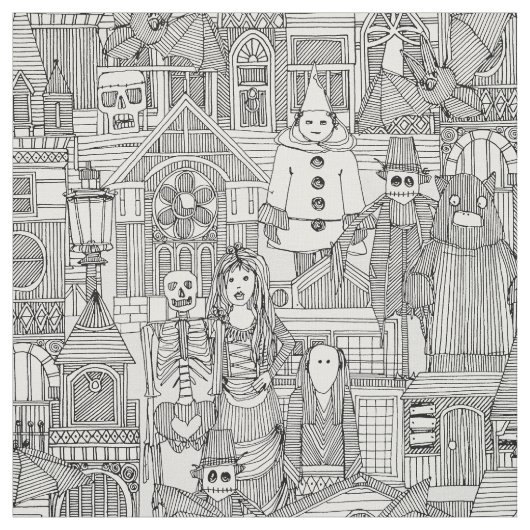 Vintages Halloween Schwarz-weiß Stoff (Muster)