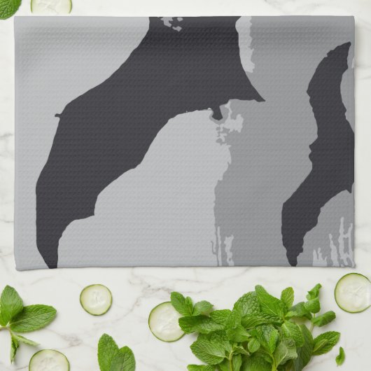 Vintages Halloween-Schwarze Fledermäuse Geschirrtuch (Gefaltet)