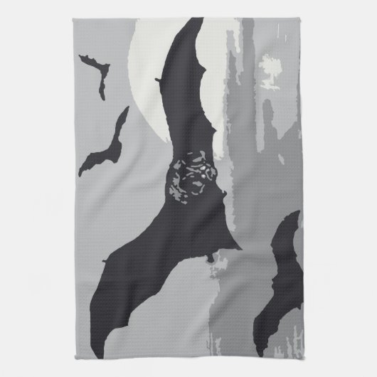 Vintages Halloween-Schwarze Fledermäuse Geschirrtuch (Vertikal)