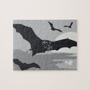 Vintages Halloween-Schwarze Fledermäuse Puzzle