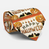 Vintages Halloween, Schwarze Katzen mit Jackolante Krawatte (Gerollt)