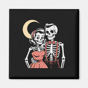Vintages Halloween Skeleton Couple In Liebe 1950s Magnet