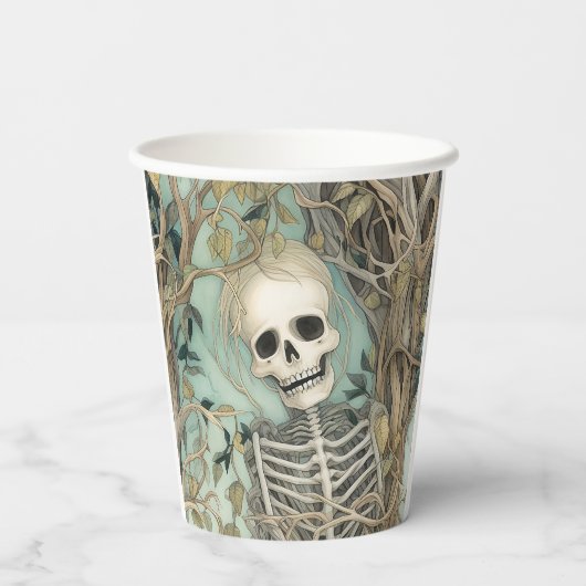 Vintages Halloween Skeleton Pappbecher (Rückseite)