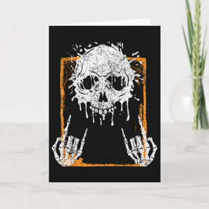 Vintages Halloween Skeleton Rock On Hand Skelett m Karte