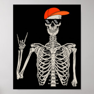 Vintages Halloween Skeleton Rock On Hand Skelett m Poster
