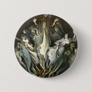 Vintages Halloween, Skeleton Violinist und Geister Button