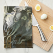 Vintages Halloween, Skeleton Violinist und Geister Geschirrtuch (Viertel Falte)