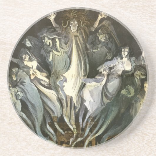 Vintages Halloween, Skeleton Violinist und Geister Getränkeuntersetzer (Vorne)