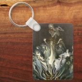 Vintages Halloween, Skeleton Violinist und Geister Schlüsselanhänger (Vorderseite)