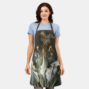 Vintages Halloween, Skeleton Violinist und Geister Schürze