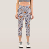 Vintages Halloween-Skelett und Potions-Muster Capri Leggings (Vorderseite)