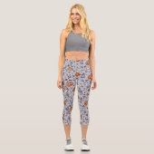 Vintages Halloween-Skelett und Potions-Muster Capri Leggings (Vorderseite)
