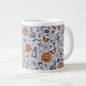 Vintages Halloween-Skelett und Potions-Muster Jumbo-Tasse (Vorderseite Rechts)