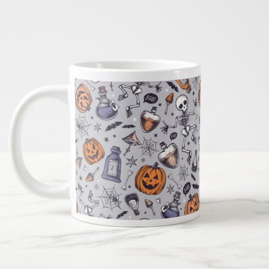 Vintages Halloween-Skelett und Potions-Muster Jumbo-Tasse (Links)