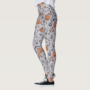 Vintages Halloween-Skelett und Potions-Muster Leggings