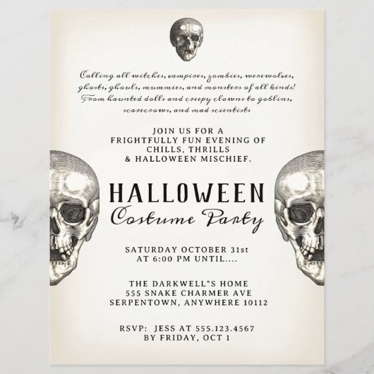 Vintages Halloween Skull-Party Flyer (Vorne)