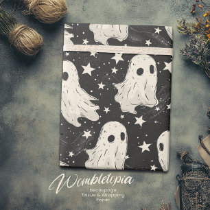 Vintages Halloween Spooky Ghosts & Stars Pattern Geschenkpapier