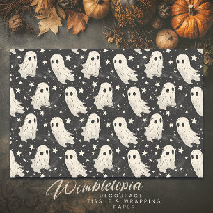 Vintages Halloween Spooky Ghosts & Stars Pattern Seidenpapier