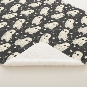 Vintages Halloween Spooky Ghosts & Stars Pattern Sherpadecke