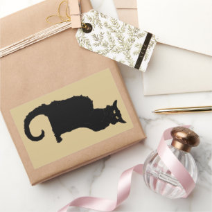 Vintages Halloween, spöttische Jugendstil-Schwarzk Rechteckiger Aufkleber