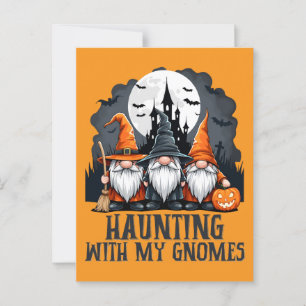 Vintages Halloween Spuk Haus Hexe Gnome Orange Postkarte