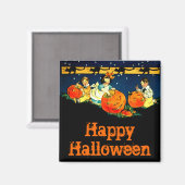 Vintages Halloween Square Magnet (Vorderseite/Rückseite)