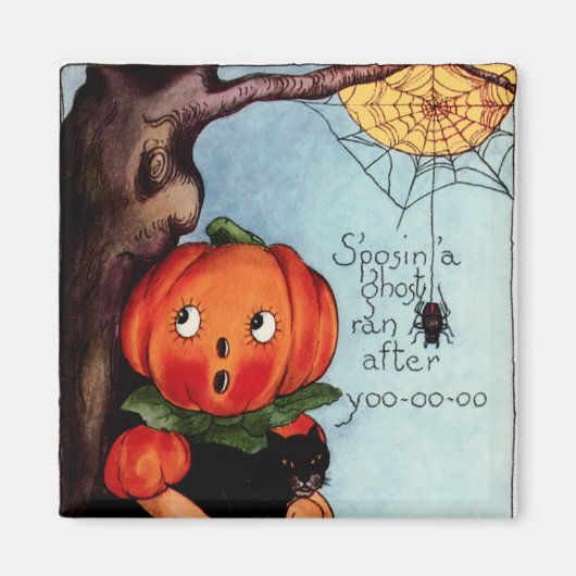 Vintages Halloween Square Magnet (Vorne)