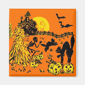 Vintages Halloween Square Magnet (Vorne)