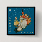 Vintages Halloween Storytime Kleine Hexenkatze Button (Vorderseite)