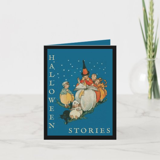 Vintages Halloween Storytime Kleine Hexenkatze Einladung (Vorderseite)