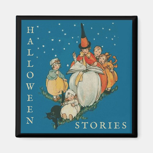 Vintages Halloween Storytime Kleine Hexenkatze Magnet (Vorne)