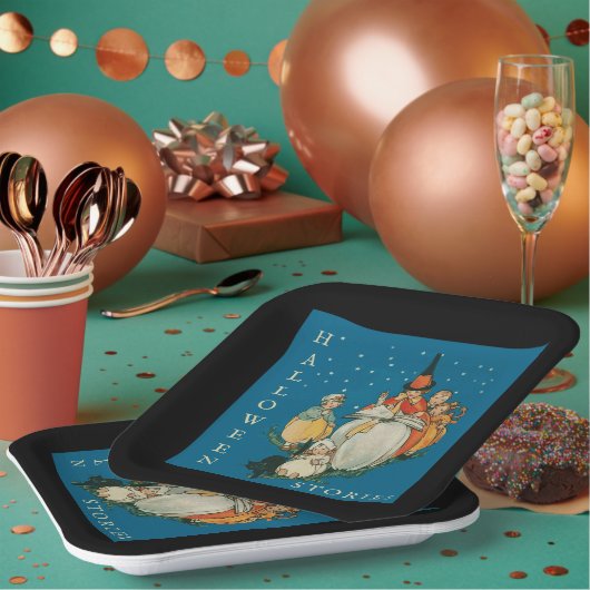 Vintages Halloween Storytime Kleine Hexenkatze Pappteller (Multi)