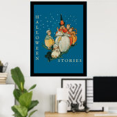 Vintages Halloween Storytime Kleine Hexenkatze Poster (Heimbüro)