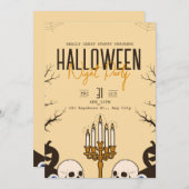 Vintages Halloween-Terror-Party, bearbeitbares Hal Einladung (Vorne/Hinten)