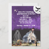 Vintages Halloween-Traktor-Party Einladung (Vorderseite)