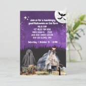 Vintages Halloween-Traktor-Party Einladung (Stehend Vorderseite)